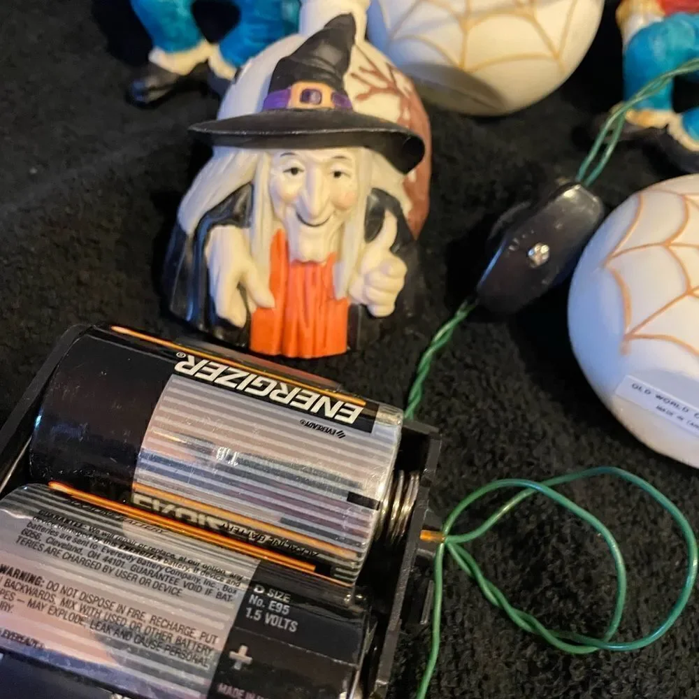 RARE Old World Christmas 1983 Halloween Witch Spider Scarecrow String Lights